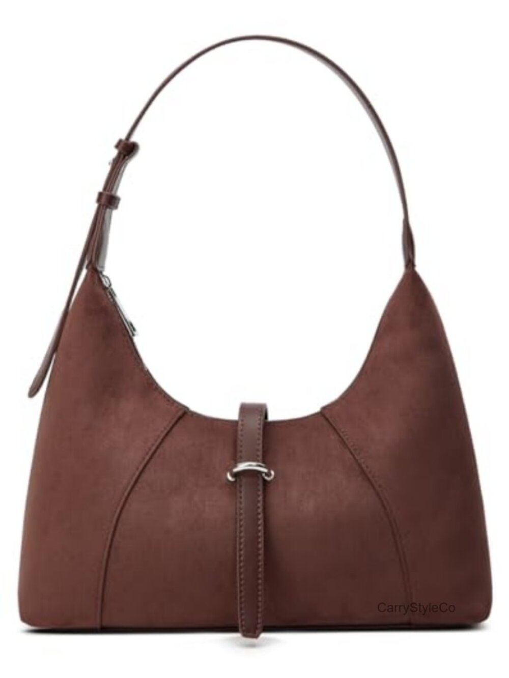 Suede Crescent Shoulder Bag Adjustable Crossbody Small Hobo Purse